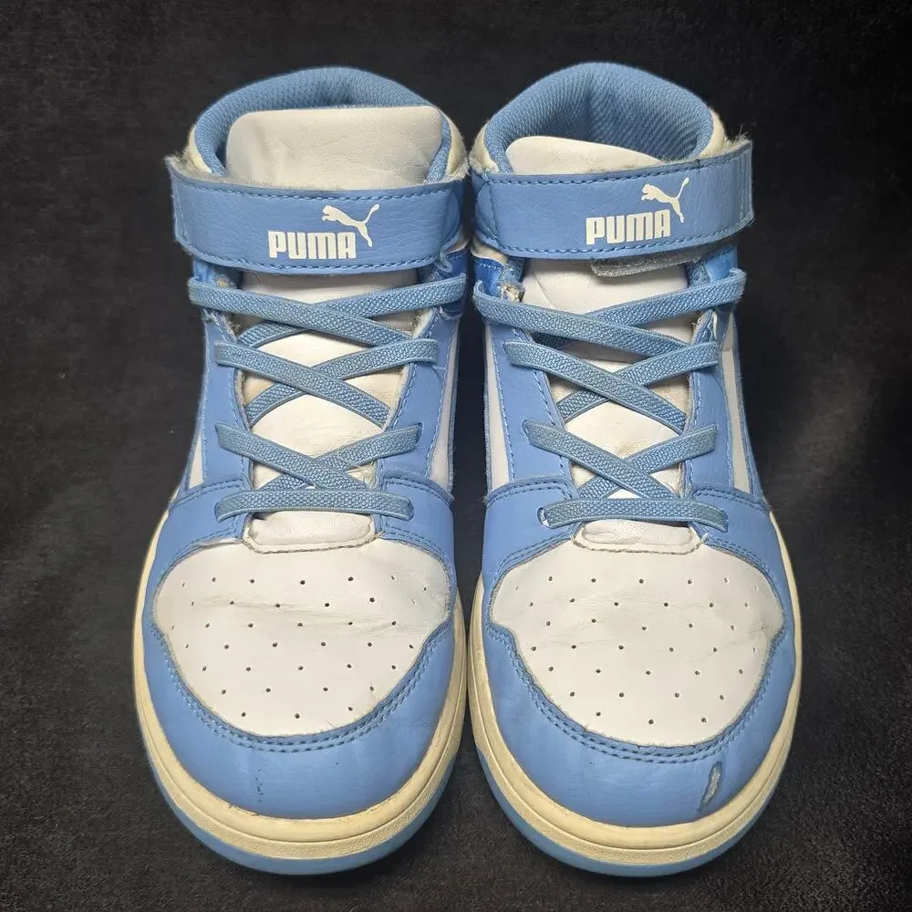 Puma Blue & White Rebound Joy High-Top Sneakers w. Velcro Strap RBD Shoes